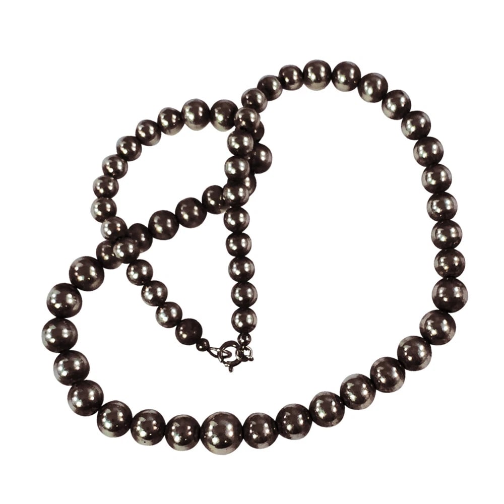Graduated Sterling Silver Hollow Bead Necklace - 3