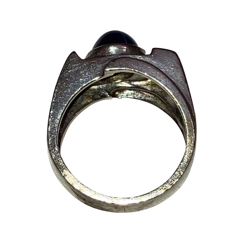 14 KT White Gold Blue Star Sapphire Diamond Ring - 5