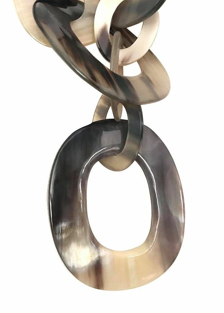 Hand Made Textured Cow Horn Necklace - 7