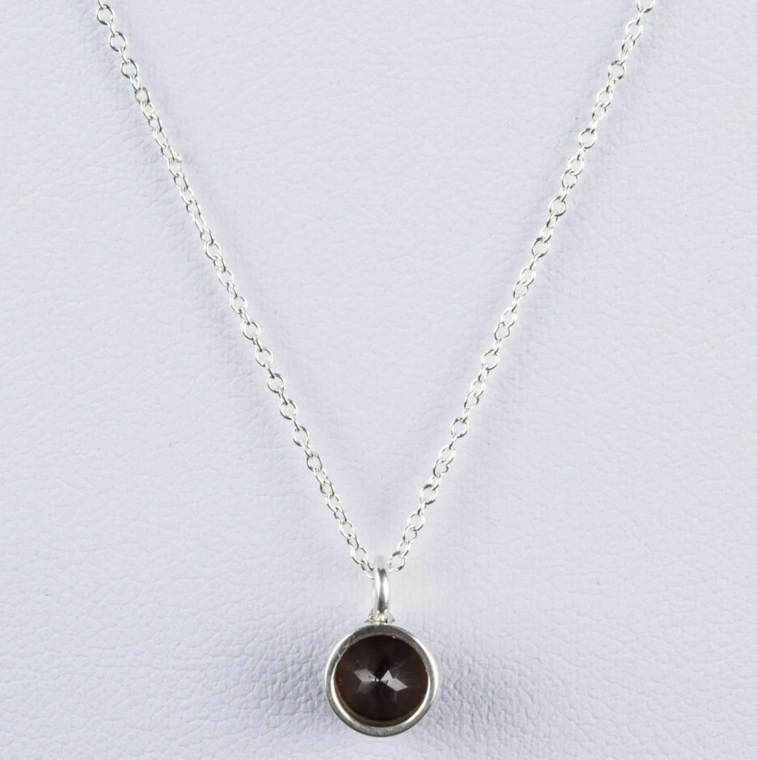 Sterling Silver Faceted Red Garnet January Astrology Pendant Necklace - 4