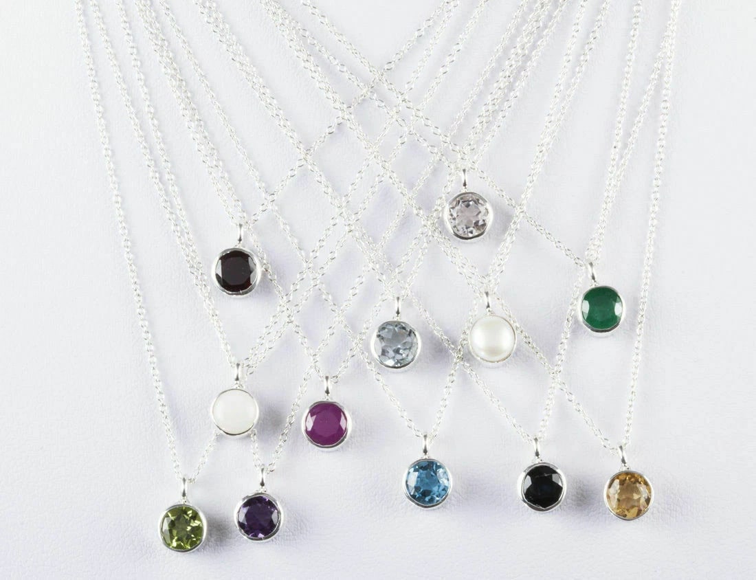 Sterling Silver Faceted Red Garnet January Astrology Pendant Necklace - 7