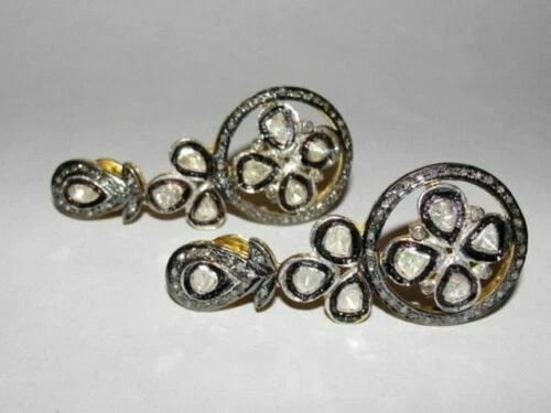 Victorian Inspired Rose Cut Diamond Chandelier Earrings - 3