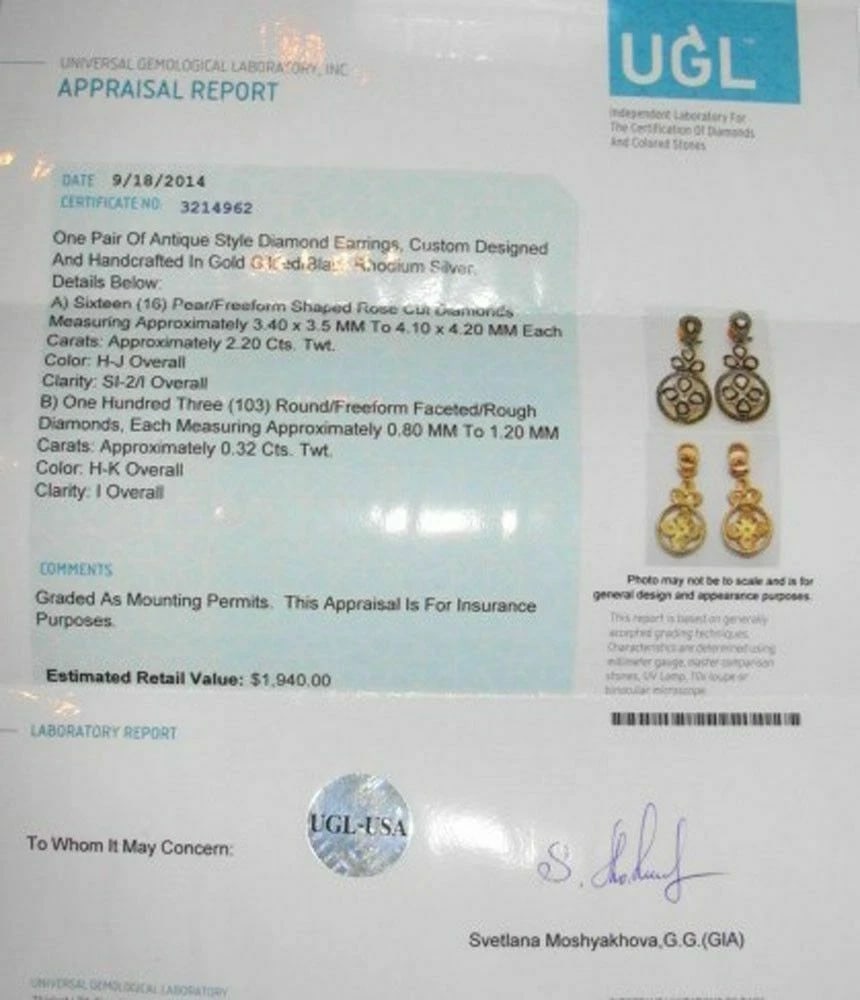 Victorian Inspired Rose Cut Diamond Chandelier Earrings - 6