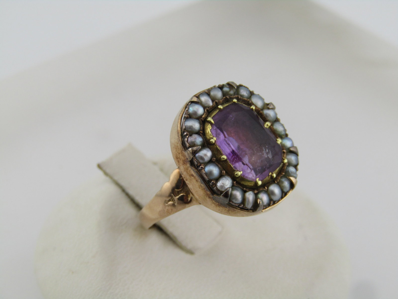 Antique Amethyst Seed Pearl 10kt-12kt Rin, Sz. 7, 1800's-1920's - 3