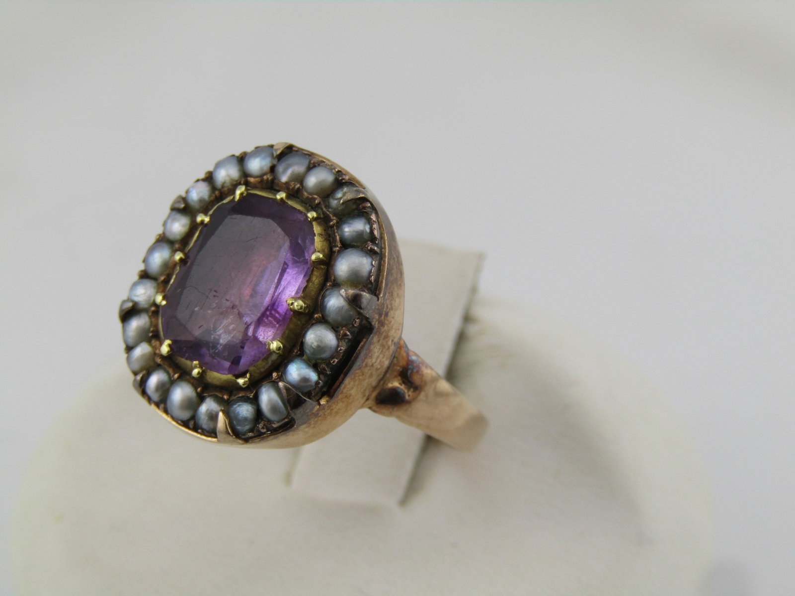 Antique Amethyst Seed Pearl 10kt-12kt Rin, Sz. 7, 1800's-1920's - 4