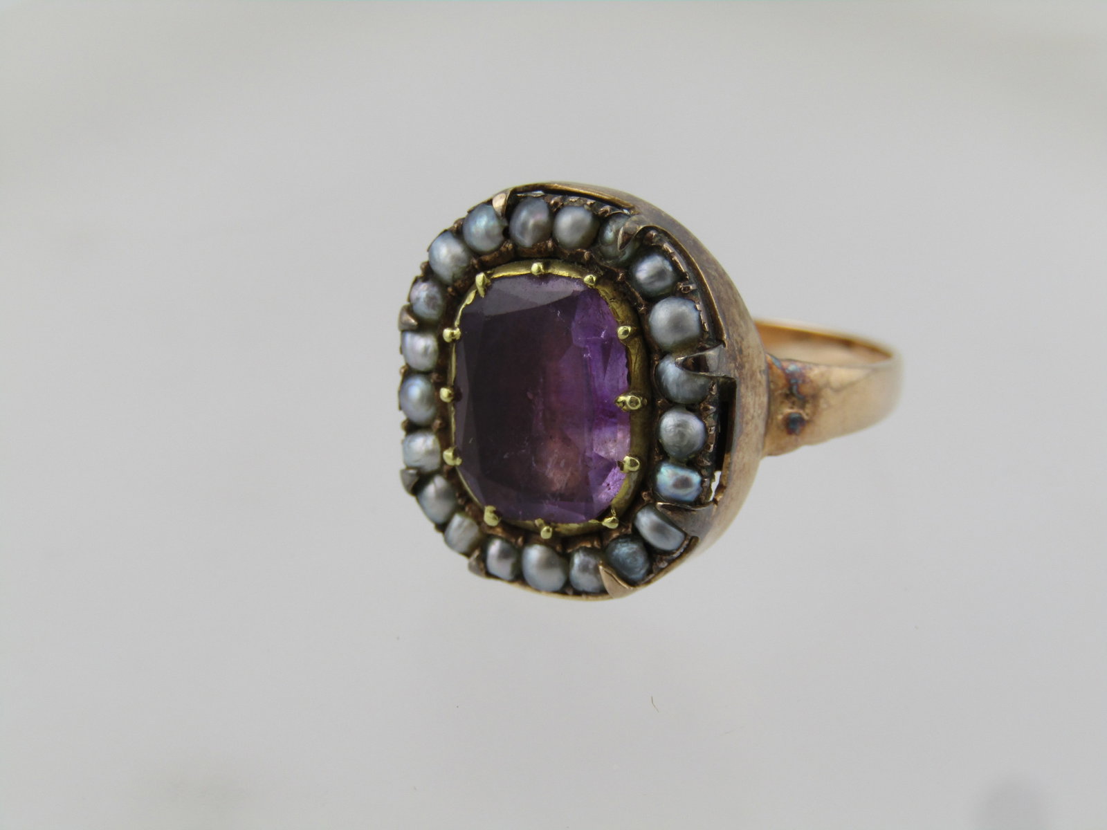 Antique Amethyst Seed Pearl 10kt-12kt Rin, Sz. 7, 1800's-1920's - 5