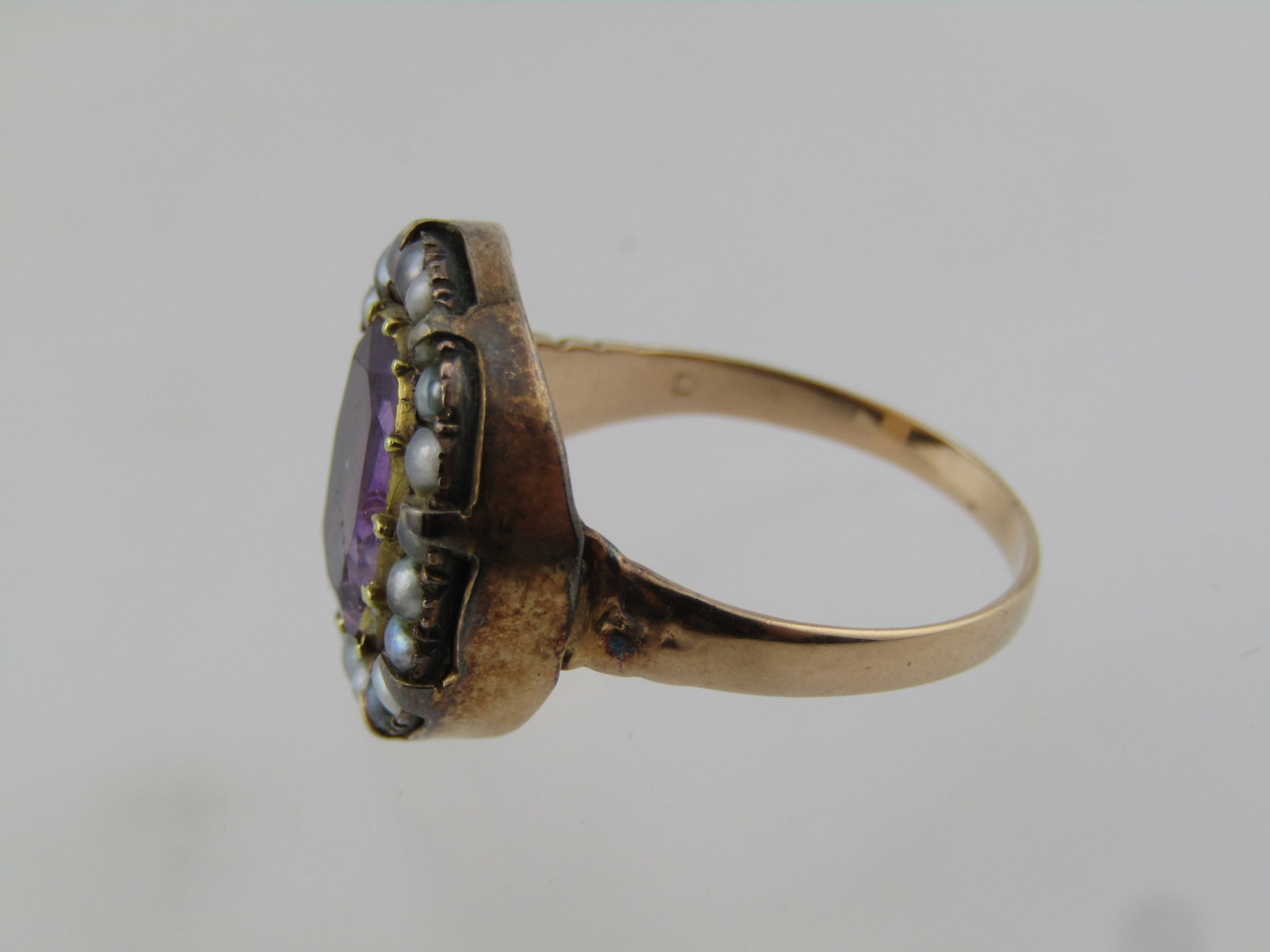 Antique Amethyst Seed Pearl 10kt-12kt Rin, Sz. 7, 1800's-1920's - 8