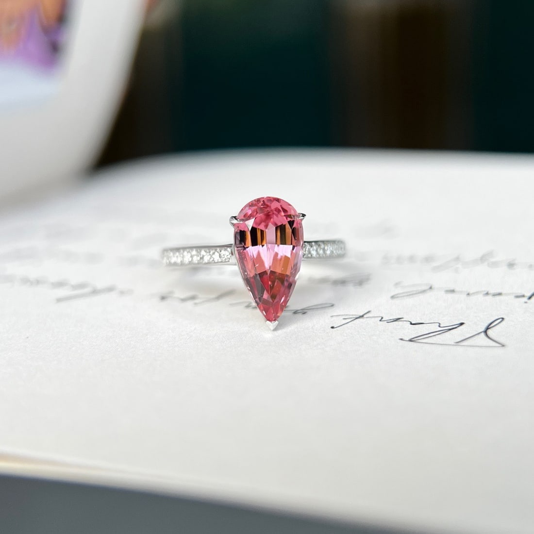 14K GOLD 2.62 CTW NATURAL TOURMALINE and DIAMOND RING: Title:14K GOLD 2.62 CTW NATURAL TOURMALINE and DIAMOND RING Description:Ref:230678449Gold Content:14K GoldRing Size:7.25USMain Gemstone:TourmalineNumber of stones:1Shape:PearCarat Weight:2.51ct Color: