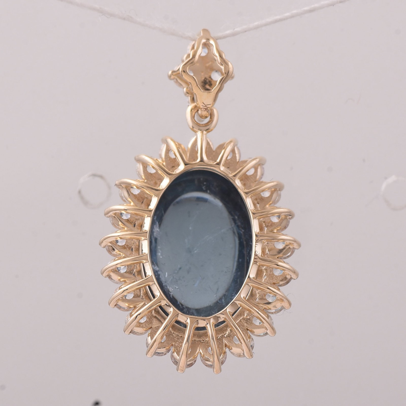 9.22 Ct Oval Tourmaline 9K Gold Pendant - 2