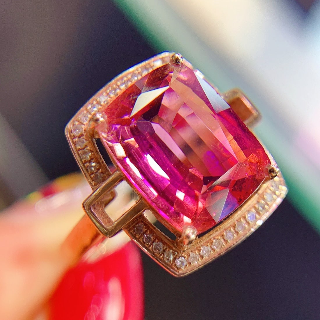 14K GOLD 6.3 CT NATURAL TOURMALINE and DIAMOND RING - 2