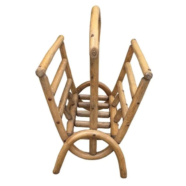 1940s Restored Rattan Magazine or Log Holder - 2
