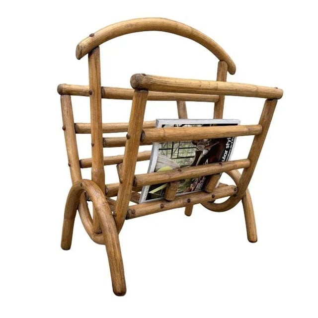 1940s Restored Rattan Magazine or Log Holder - 3