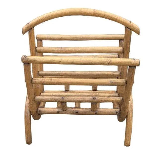 1940s Restored Rattan Magazine or Log Holder - 5