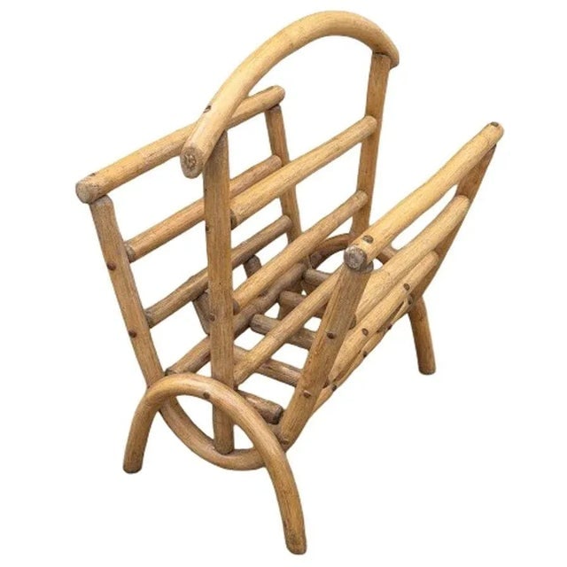 1940s Restored Rattan Magazine or Log Holder - 6