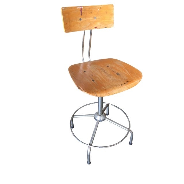 Bieffe Italian Chrome and Formed Birch Plywood Artist Drafting Work Chair (1 of 8)