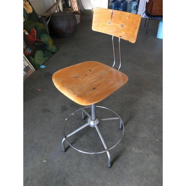 Bieffe Italian Chrome and Formed Birch Plywood Artist Drafting Work Chair - 4
