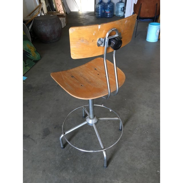 Bieffe Italian Chrome and Formed Birch Plywood Artist Drafting Work Chair - 5