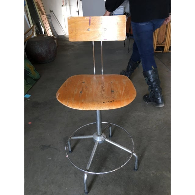 Bieffe Italian Chrome and Formed Birch Plywood Artist Drafting Work Chair - 6