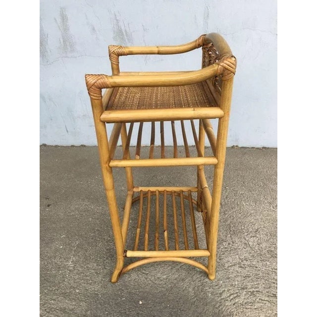 Restored 1950s Mid-Century Rattan & Wicker Three-Tier Book/Magazine Holder - 6