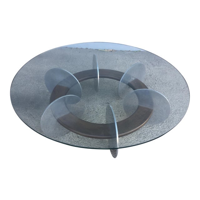 Knut Hesterberg Inspired Round Walnut and Stainless Steel Coffee Table (1 of 8)