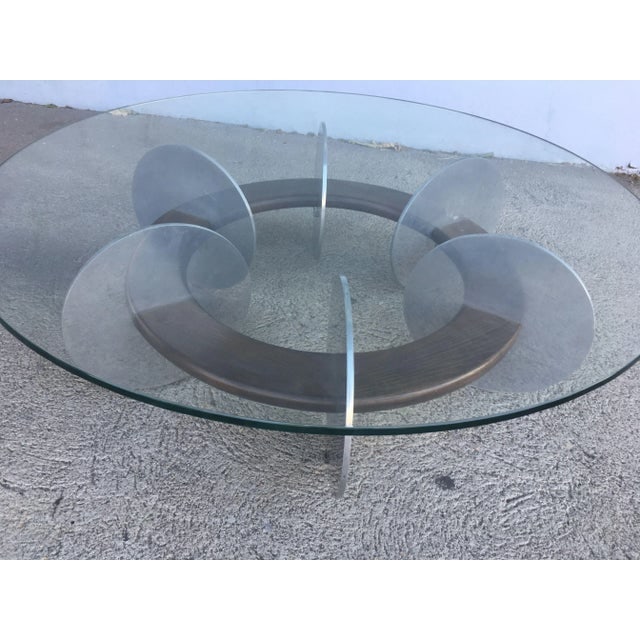 Knut Hesterberg Inspired Round Walnut and Stainless Steel Coffee Table - 2