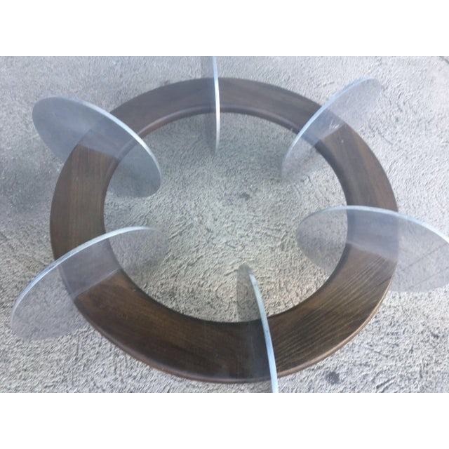 Knut Hesterberg Inspired Round Walnut and Stainless Steel Coffee Table - 3