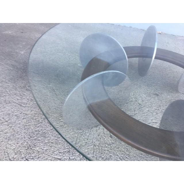 Knut Hesterberg Inspired Round Walnut and Stainless Steel Coffee Table - 4