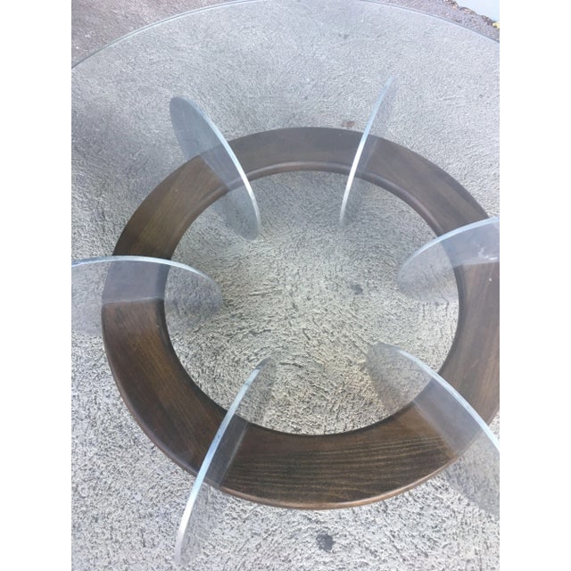 Knut Hesterberg Inspired Round Walnut and Stainless Steel Coffee Table - 6