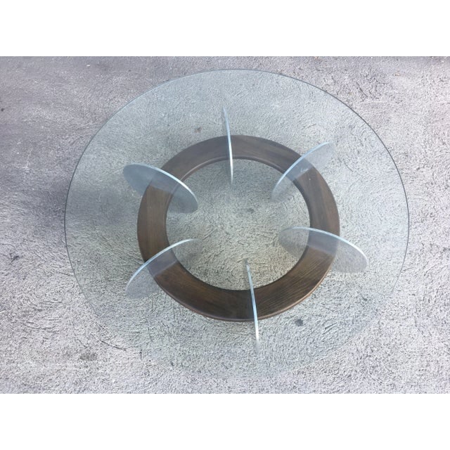 Knut Hesterberg Inspired Round Walnut and Stainless Steel Coffee Table - 7