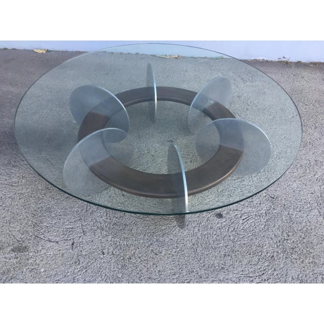 Knut Hesterberg Inspired Round Walnut and Stainless Steel Coffee Table - 8