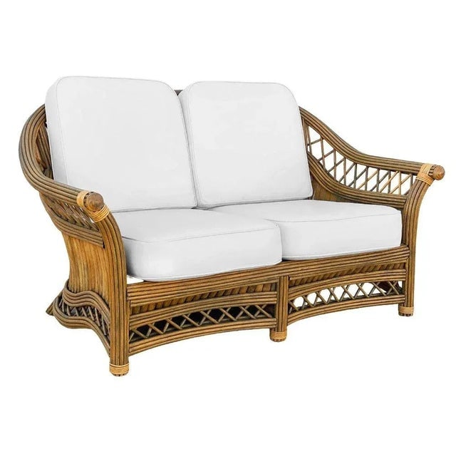 1930s Art Deco "President" Stick Reed Rattan Fan Back Settee and Sofa Set - 5