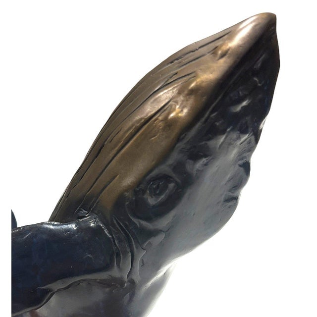 1980s Hand Casted Humpback Whale Bronze Sculpture Mounted on Stand by t.h. Oliver - 7