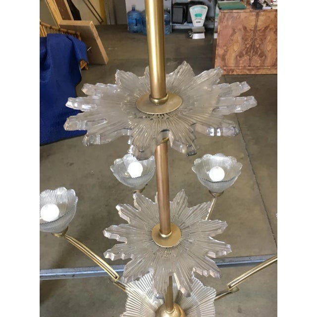 Bronze Modernist Lighting Bolt Chandelier with Holophane Glass Fixtures - 5