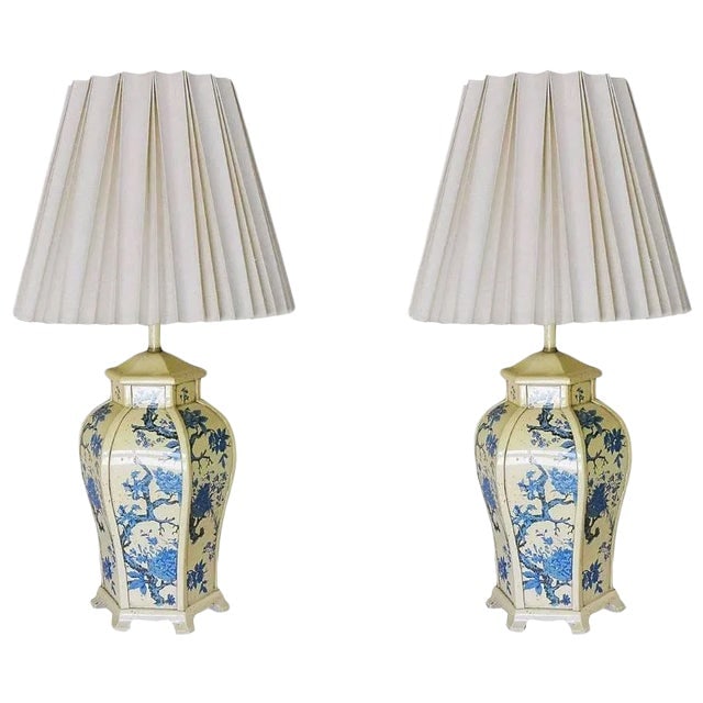 James Mont Style Enamel Asian Inspired Mid-Century Lamp Pair (1 of 9)
