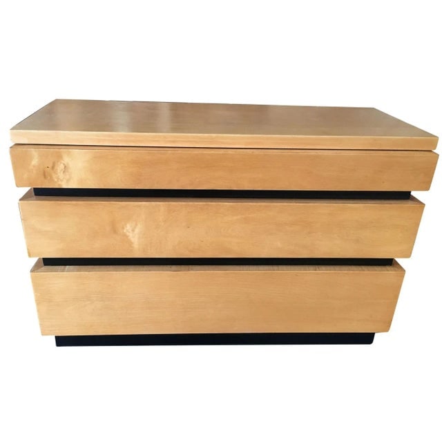1940s Eliel Saarinen Inspired Streamline Moderne Lowboy Dresser W/ Black Front - 2