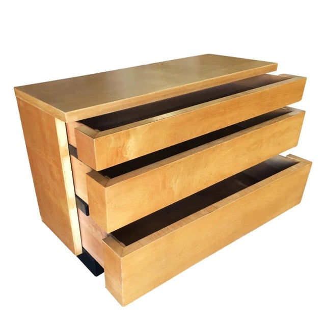 1940s Eliel Saarinen Inspired Streamline Moderne Lowboy Dresser W/ Black Front - 4