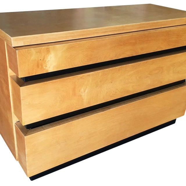 1940s Eliel Saarinen Inspired Streamline Moderne Lowboy Dresser W/ Black Front - 6