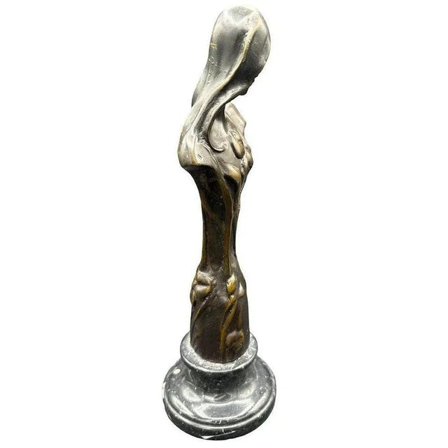 Early 20th Century Emmanuel Villanis Style Art Nouveau French Virgin Mary Sculpture With Marble Base - 2