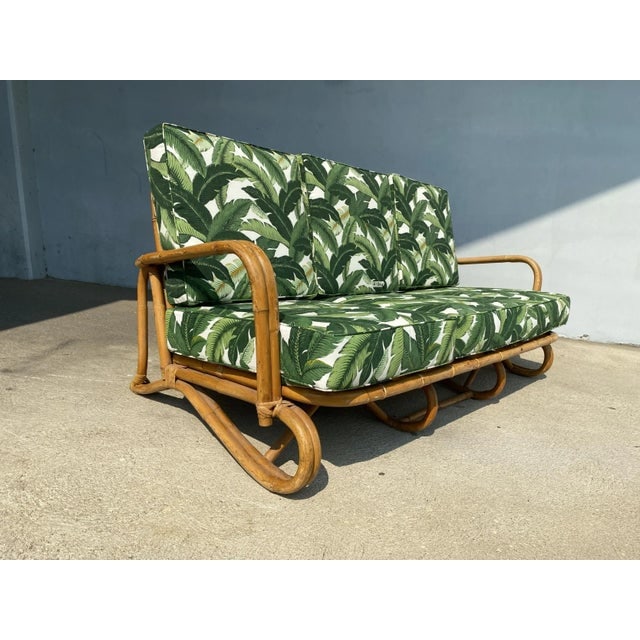 Restored Vintage "Hairpin" Leg Rattan 2-Strand 3-Seater Sofa With Bent Pole Arms - 10