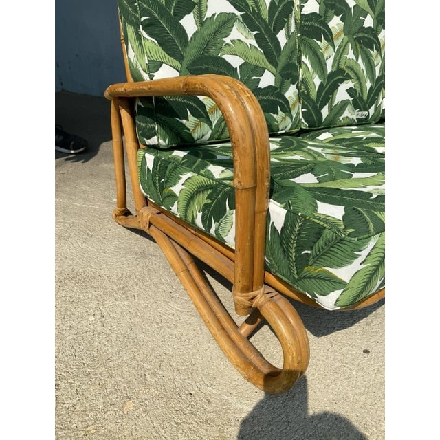Restored Vintage "Hairpin" Leg Rattan 2-Strand 3-Seater Sofa With Bent Pole Arms - 2