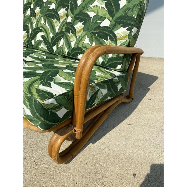 Restored Vintage "Hairpin" Leg Rattan 2-Strand 3-Seater Sofa With Bent Pole Arms - 5
