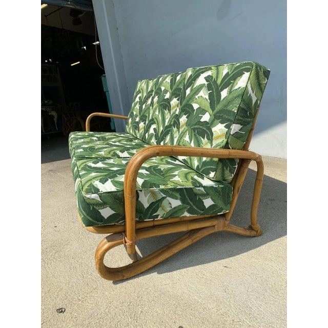 Restored Vintage "Hairpin" Leg Rattan 2-Strand 3-Seater Sofa With Bent Pole Arms - 6