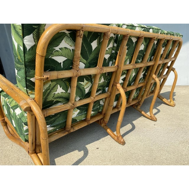 Restored Vintage "Hairpin" Leg Rattan 2-Strand 3-Seater Sofa With Bent Pole Arms - 9