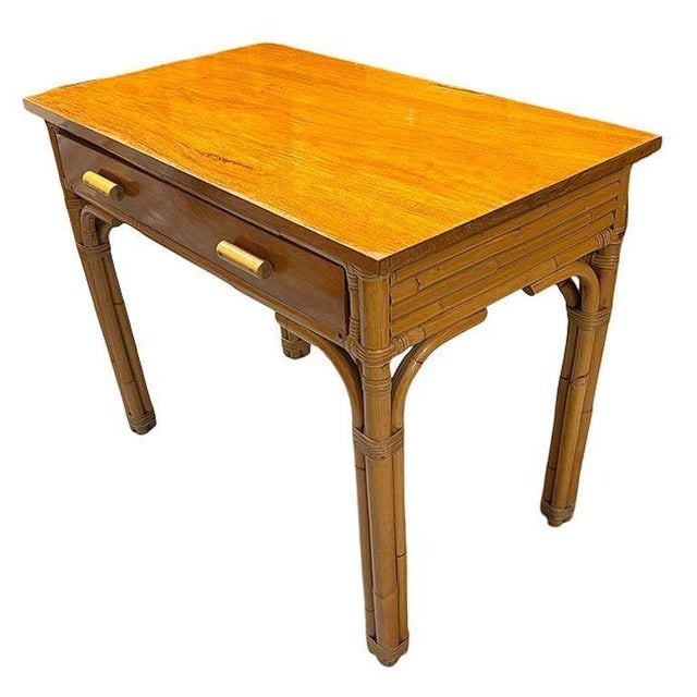 Restored Art Deco Rattan & Mahogany Secretary Writing Desk - 3