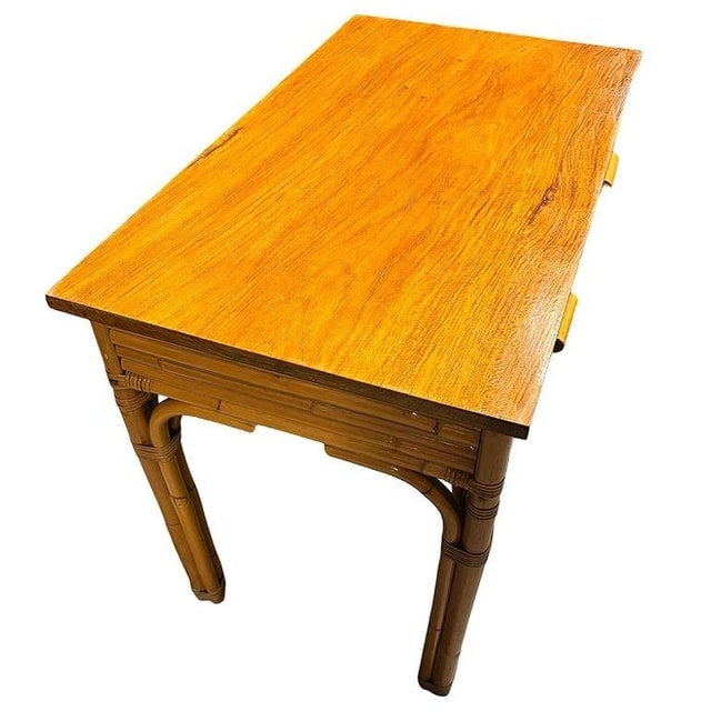 Restored Art Deco Rattan & Mahogany Secretary Writing Desk - 4