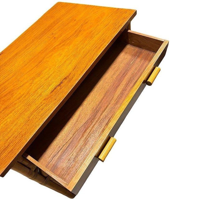 Restored Art Deco Rattan & Mahogany Secretary Writing Desk - 6
