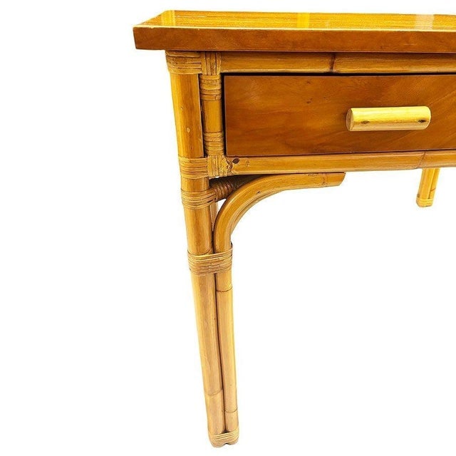 Restored Art Deco Rattan & Mahogany Secretary Writing Desk - 7