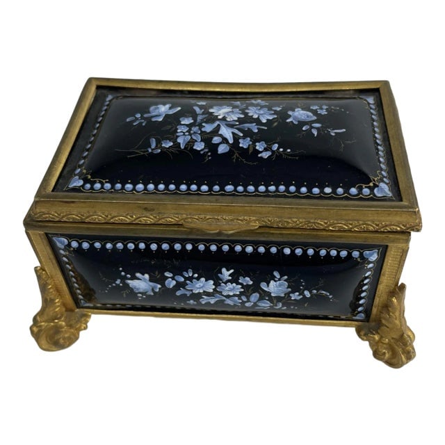 19th Century Limoges Hand Painted Porcelain Keepsake Box With Brass Footing (1 of 4)