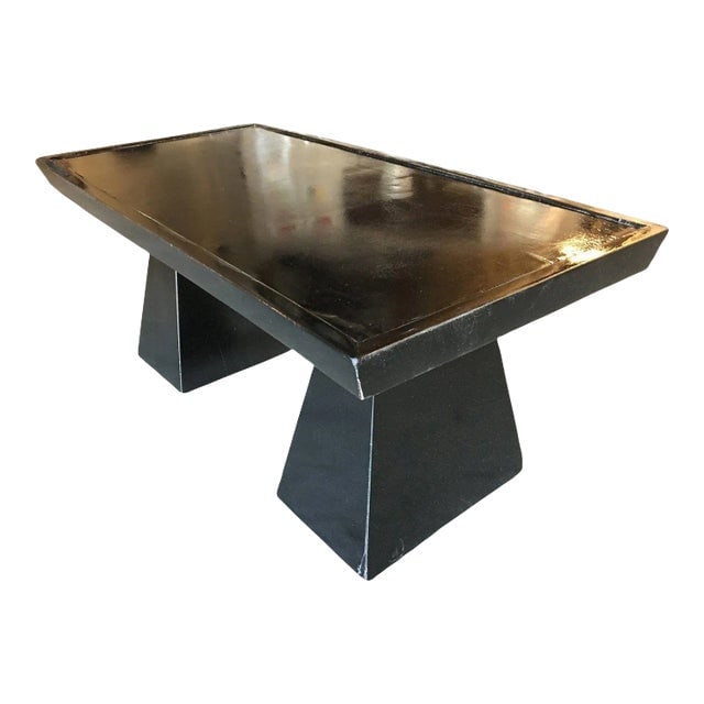 1950s Mid-Century Geometric Sculptural Black Lacquer Coffee Table (1 of 7)