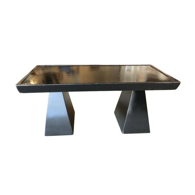 1950s Mid-Century Geometric Sculptural Black Lacquer Coffee Table - 2
